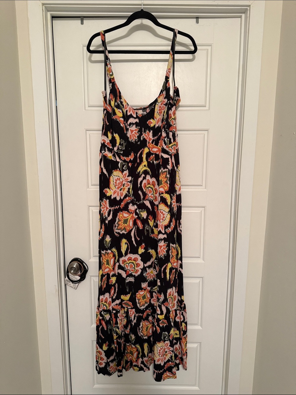 Torrid Floral Maxi Dress in Black and Coral